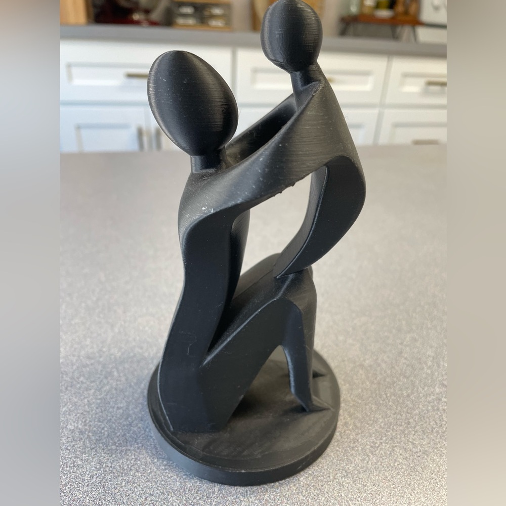 Mother & ChildModern Black Figurative woodenSculpture - Contemporary Home Accent